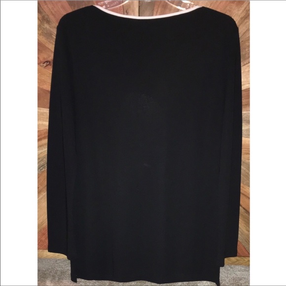 NEW YORK & COMPANY Pullover Tunic Top Black with White Trim & Tie String Size M - Picture 3 of 4